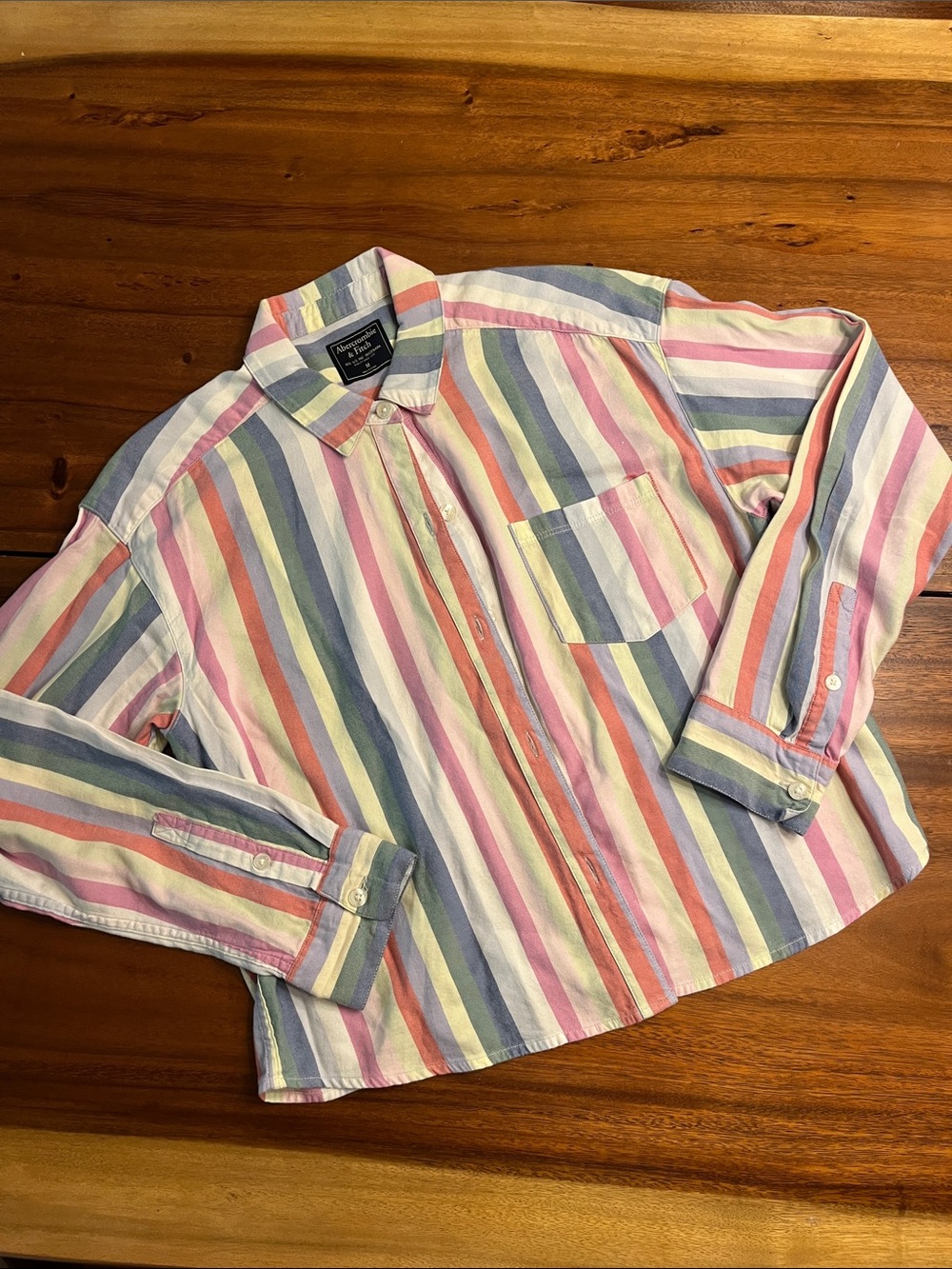 Abercrombie & Fitch Pastel Multi-Stripe Button-Down Shirt